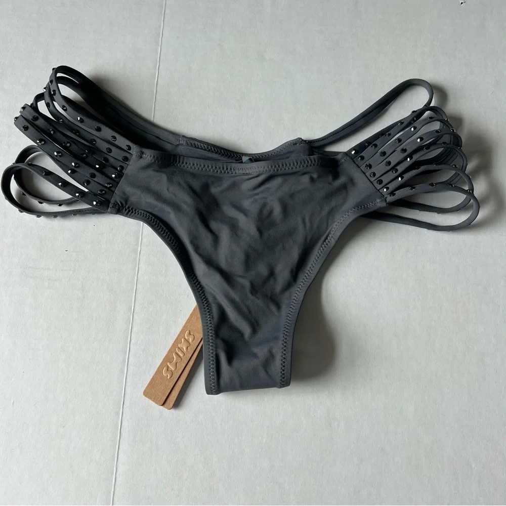 *SOLD C* NWT SKIMS Ruched bikini top Rhinestone strappy bikini bottom small - Picture 13 of 15